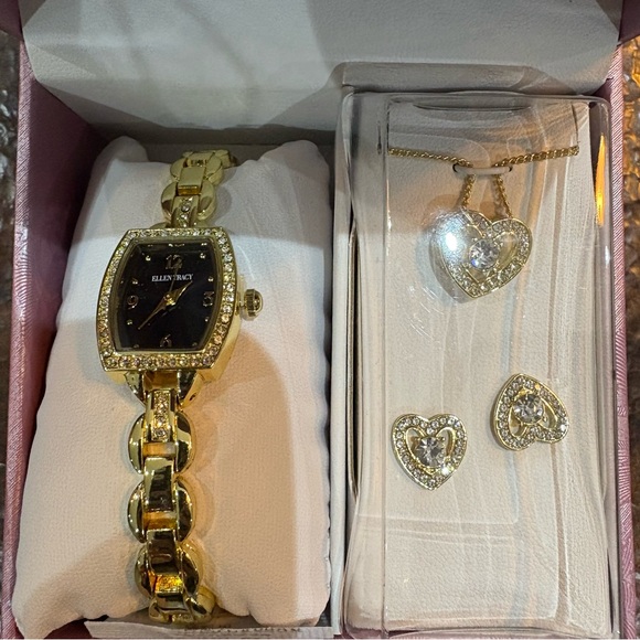 Ellen Tracy Gold and Black Women's Watch and Jewelry Set - Picture 2 of 3